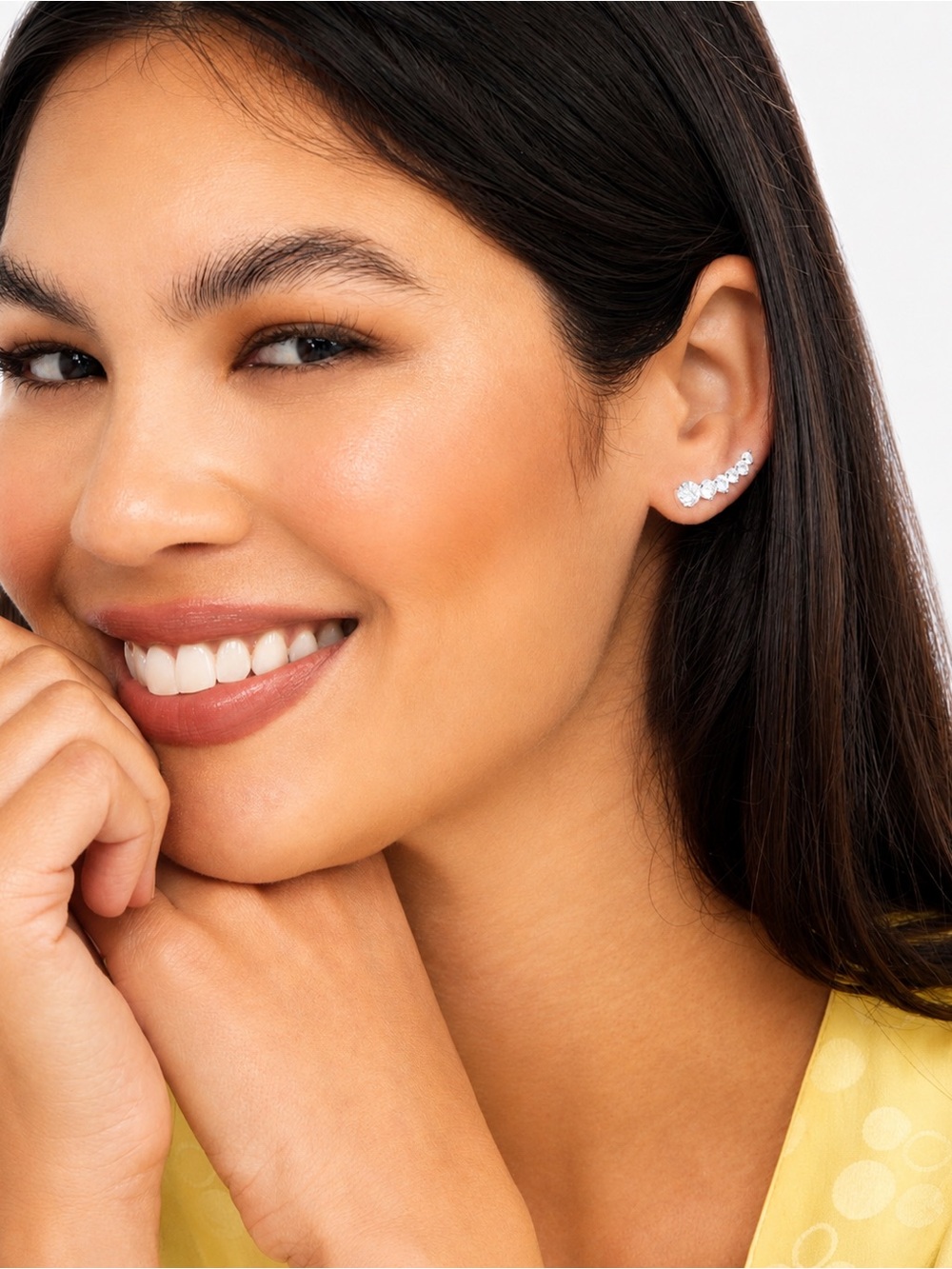 Melinda Maria Silver Crystal Ear Climbers - Clear Stones